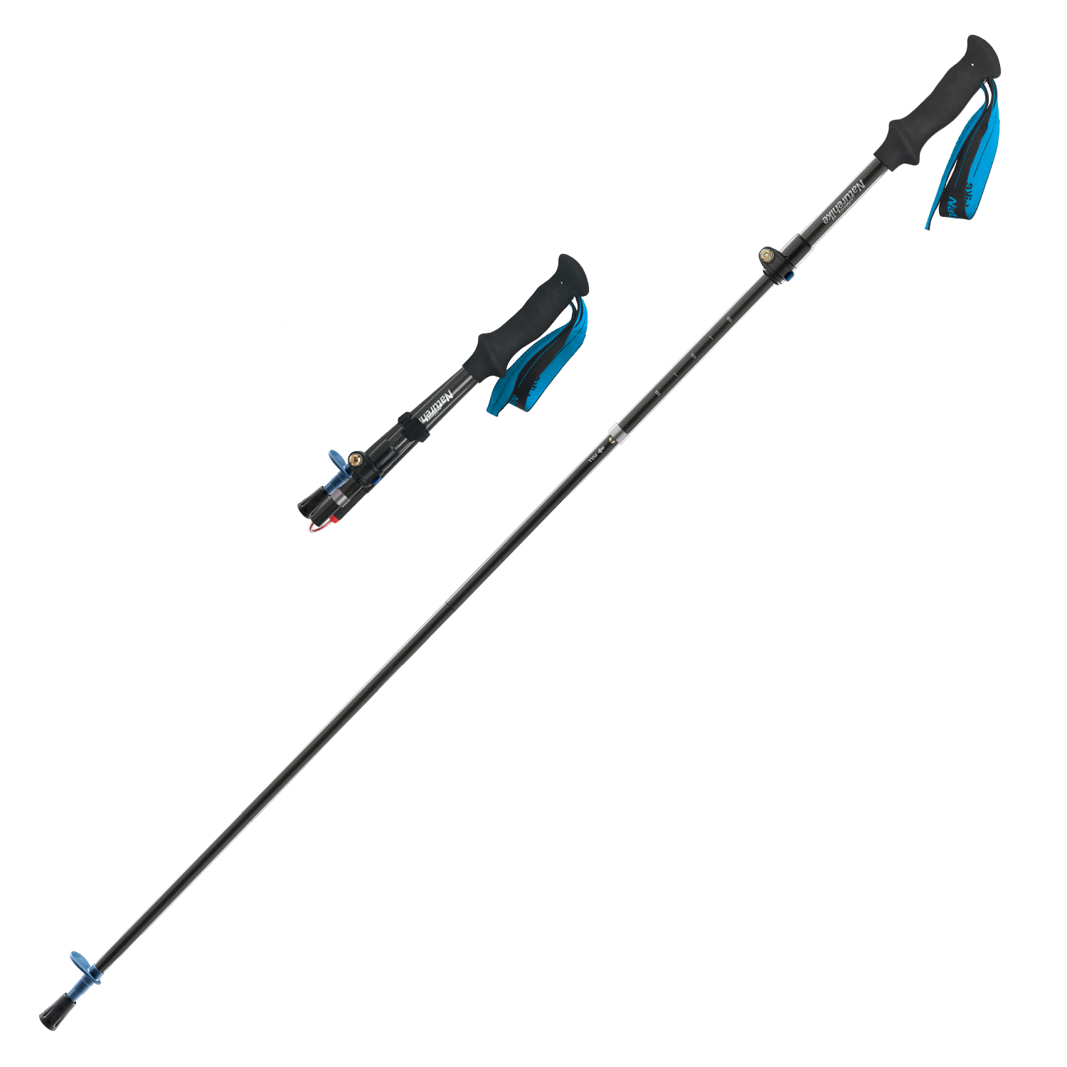 Naturehike karbónová skladacia treková palička ST07 115-135cm 190g - modrá